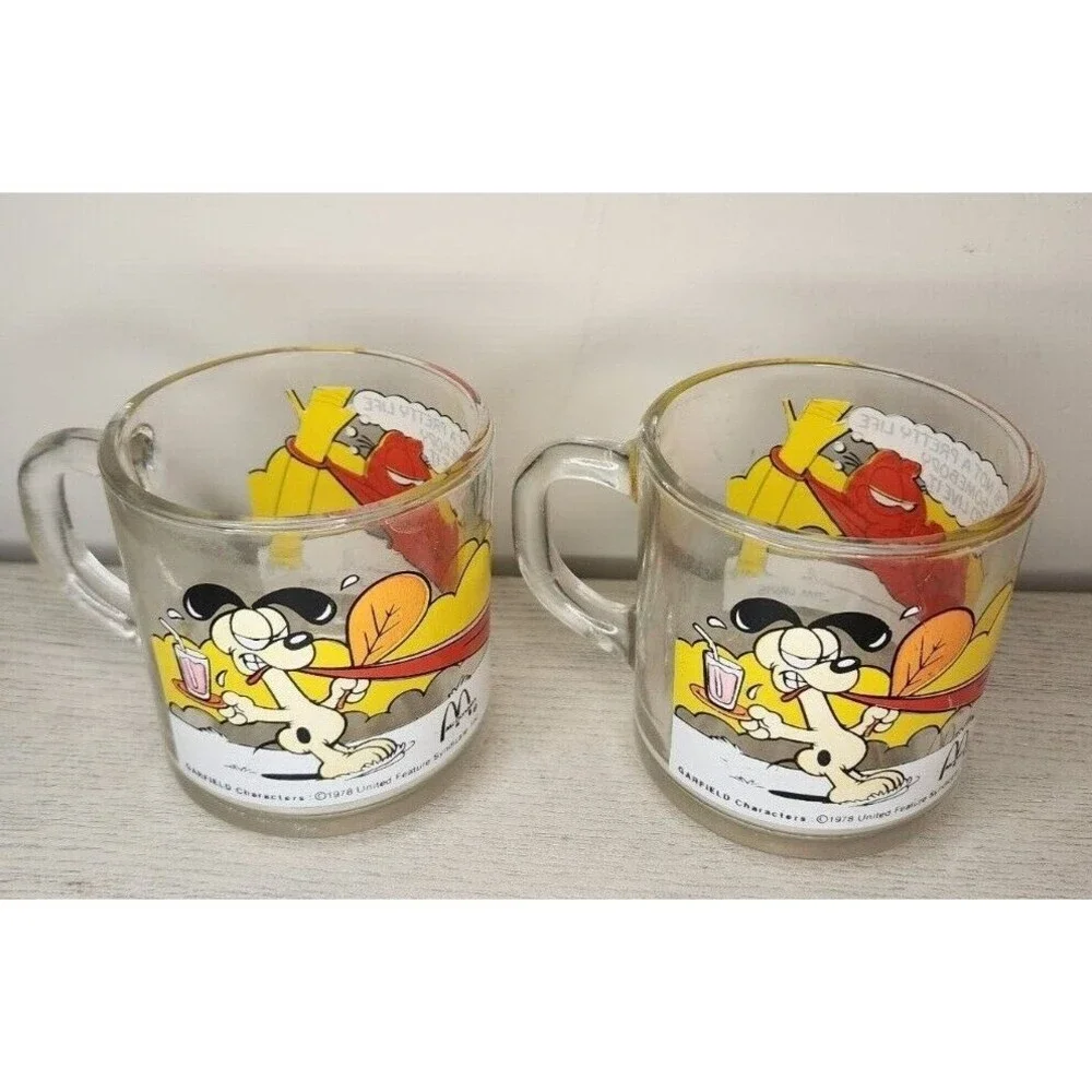 Vintage Garfield And Odie Mcdonalds Cups 1978‎ Set Of 2